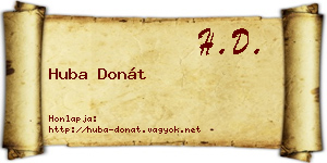 Huba Donát névjegykártya